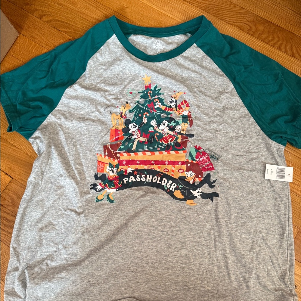 Disney Gray and Teal Passholder Holiday Tee